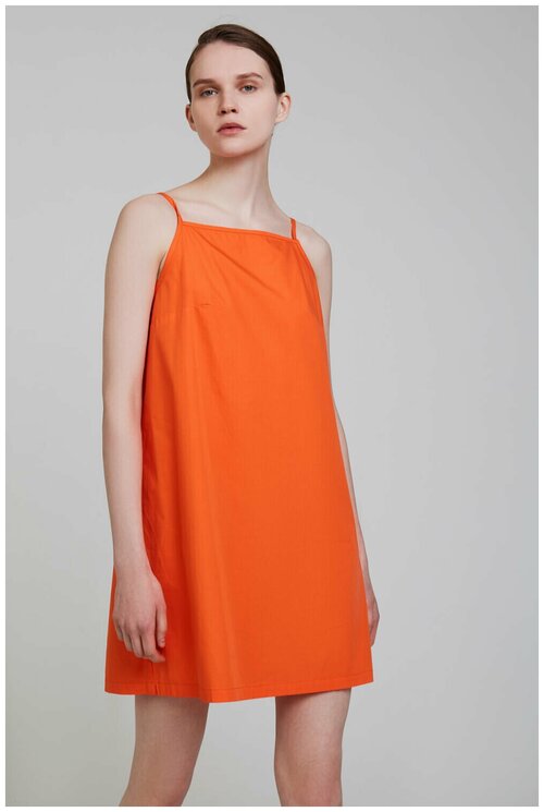 Платье INCITY, хлопок, повседневное, мини, размер 44, оранжевый