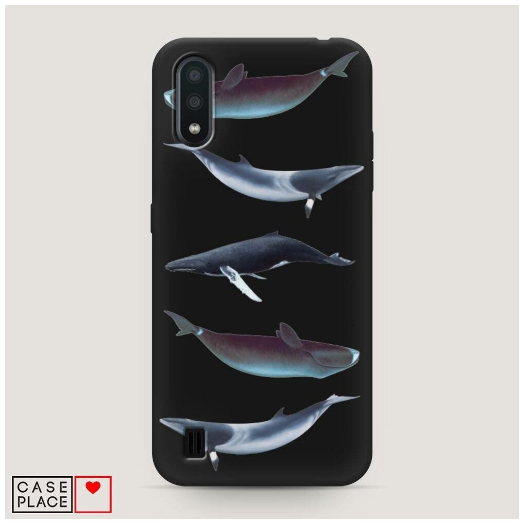 Противоударный силиконовый чехол "Киты арт 2" на Samsung Galaxy A01 / Самсунг Гэлакси А01