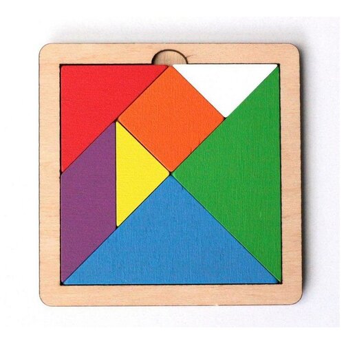 Игра головоломка деревянная Танграм (цветная, малая)