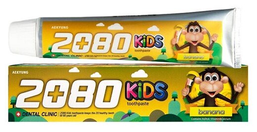 Детская зубная паста со вкусом банана 80 гр/ Kids Toothpaste Banana Dental Clinic 2080 (Дэнтал Клиник)