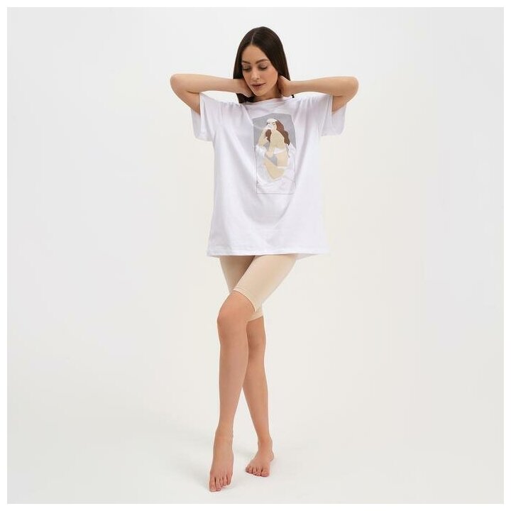 Пижама женская (футболка и шорты) KAFTAN Coffee размер 40-42, цвет белый (1 шт.) - фотография № 1