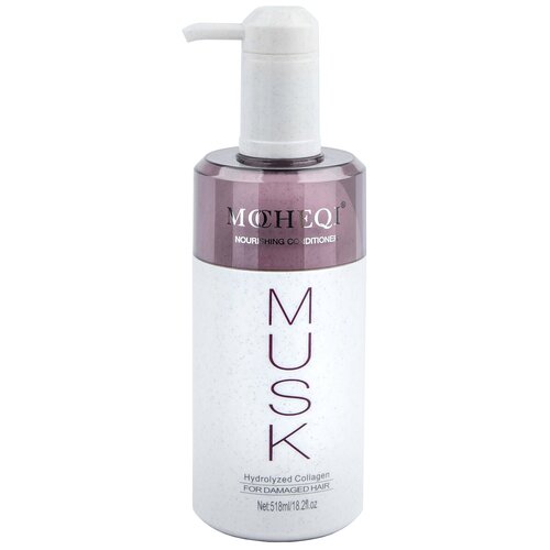 Mocheqi Musk кондиционер для волос Питательный с гидролизованным кератином и ферментированным экстрактом зародышей риса, 518 мл