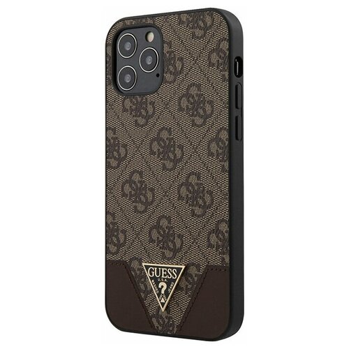 фото Чехол cg mobile guess pu 4g triangle metal logo hard для iphone 12 pro max, цвет коричневый (guhcp12lpu4ghbr)