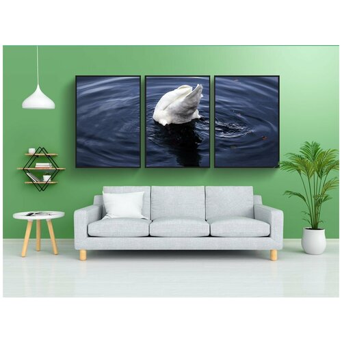 фото Набор модулных постеров для интерьера "лебедь, птица, вода" 60x90 см. в тубусе, без рамки lotsprints