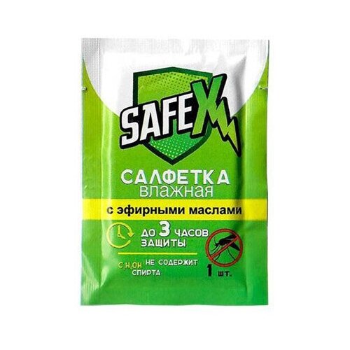 Влажная салфетка от комаров на основе натуральных эфирных масел, SAFEX 1 шт
