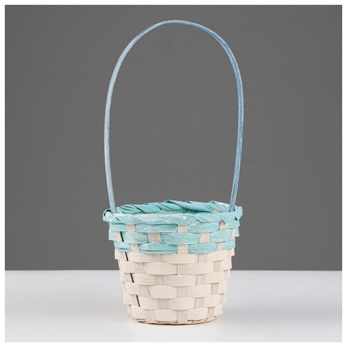 Корзина плетеная 13х9,5/28 см, бирюзовый, бамбук (1шт.)