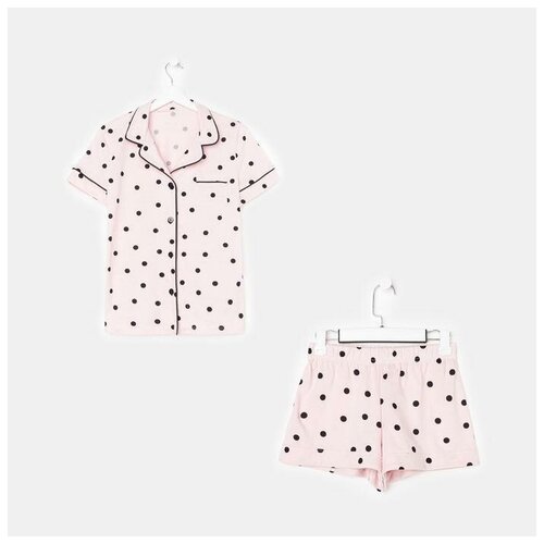 фото Пижама , рубашка, шорты, короткий рукав, карманы, размер 52-54, розовый promarket