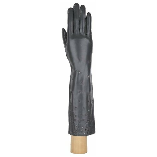 Перчатки FABRETTI, демисезон/зима, натуральная кожа, удлиненные, подкладка, размер 7, серый