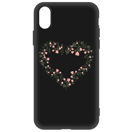 Чехол-накладка Krutoff Soft Case Женский день - Цветочное сердце для Apple iPhone X/ Xs черный чехол накладка krutoff soft case элегантность для iphone x черный
