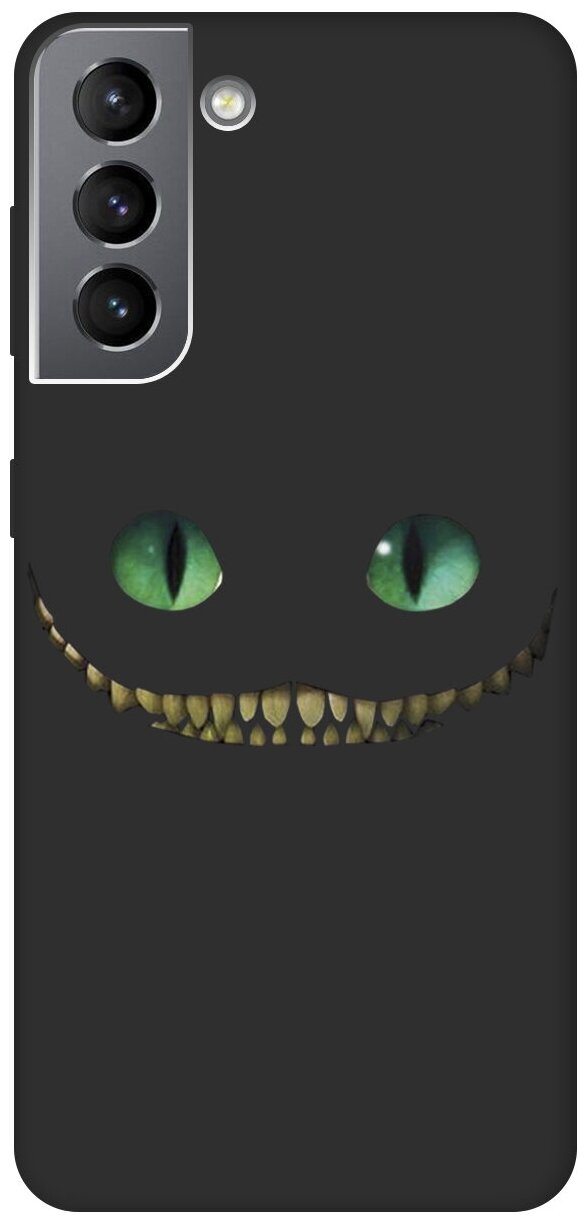 Ультратонкая защитная накладка Soft Touch для Samsung Galaxy S21 с принтом "Улыбка Чеширского Кота" черная