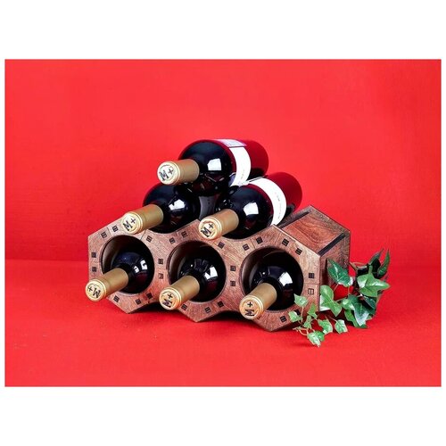 Стеллаж для вина “Винный улей” натуральный шпон из берёзы на 3 соты