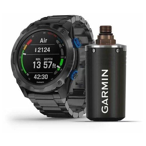 Комплект Garmin Descent Mk2i титановые с DLC-покрытием и черным титановым ремешком + датчик Descent T1