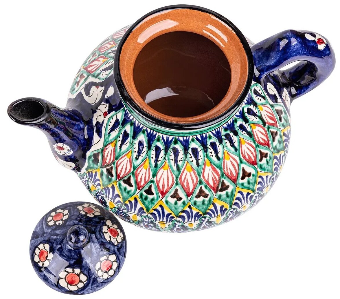 Чайник узбекский керамический 2 л (Риштан синий) - фотография № 3