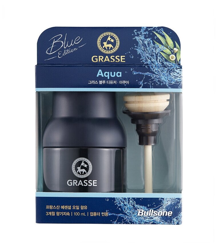 Bullsone Диффузор-ароматизатор с сосновой палочкой GRASSE BLUE - Aqua 100 мл