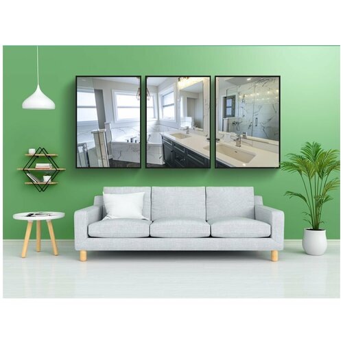 фото Набор модулных постеров для интерьера "ванная комната, роскошная ванная комната, белый" 60x90 см. в тубусе, без рамки lotsprints