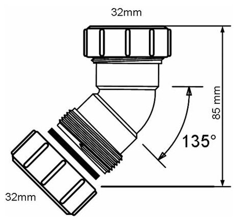 Отвод компрессионный McAlpine 32 мм 45° (32B-WH) - фотография № 2