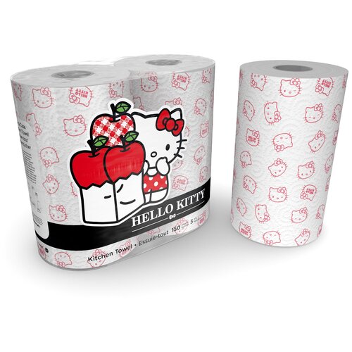 Полотенца бумажные Hello Kitty с рисунком, серия Disney, 3 сл, 2 рул/75 л, World Cart