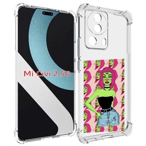 Чехол MyPads зеленая-девушка-с-глазом женский для Xiaomi Civi 2 задняя-панель-накладка-бампер