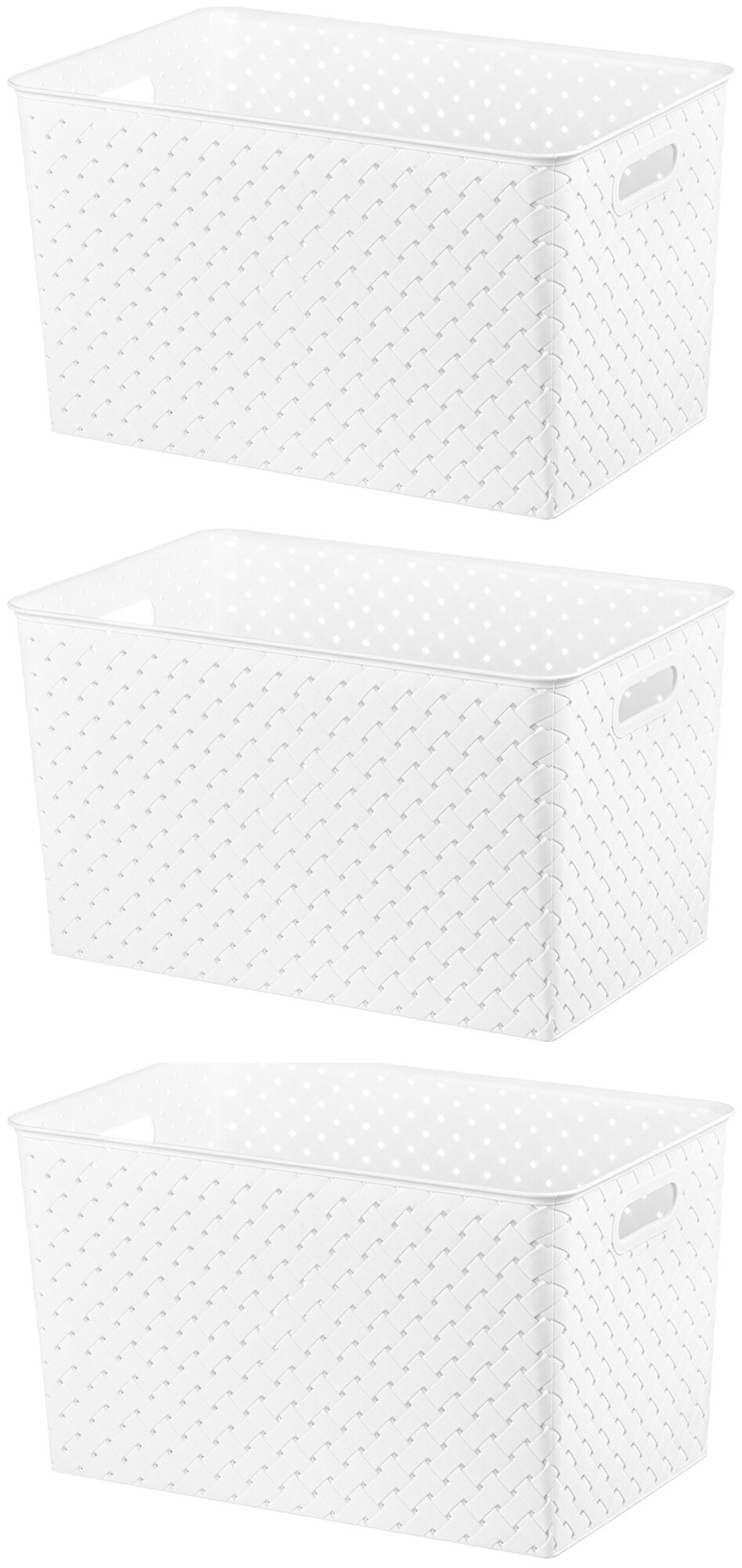 Корзинка / коробка для хранения / с крышкой 3 шт Береста 14 л EL Casa, цвет белый, набор - фотография № 5