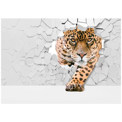 Ягуар 3D - Виниловые фотообои, (211х150 см)
