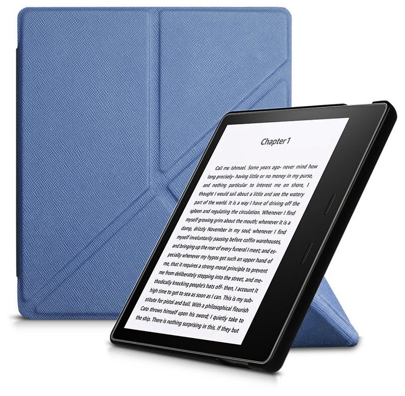 Чехол-обложка футляр MyPads для Amazon Kindle Oasis 2 (2017) 3G из качественной эко-кожи тонкий с магнитной застежкой синий