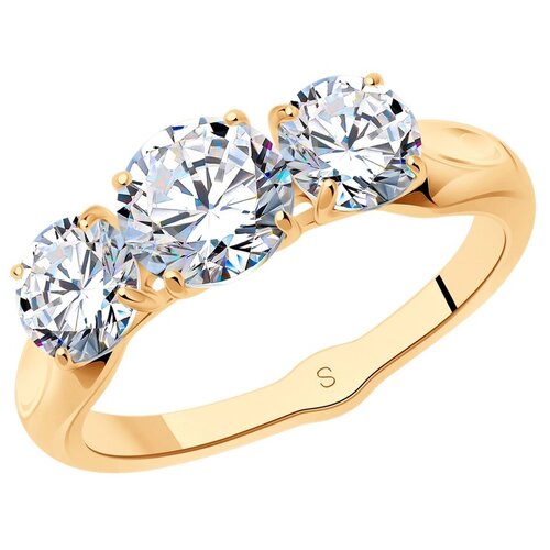 фото Sokolov кольцо из золочёного серебра с фианитами 93010784, размер 18.5