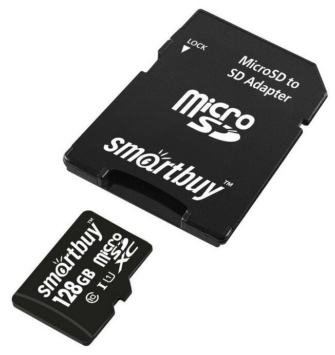 Карта памяти SmartBuy microSDXC 128Gb UHS-I Cl10 +ад, SB128GBSDCL10-01, 1 шт.