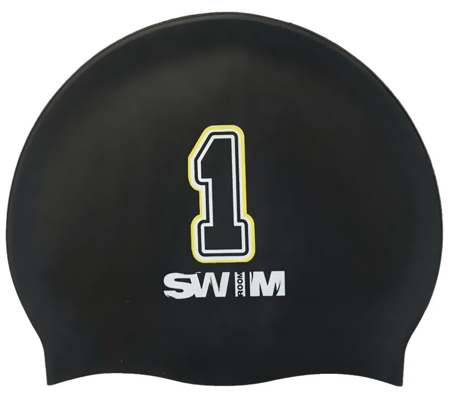 Силиконовая шапочка для плавания SwimRoom "Номер 1", цвет черный
