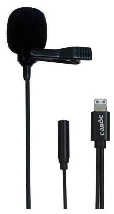 Микрофон CANDC DC-C11, петличный, Lightning+AUX, 6 м, черный