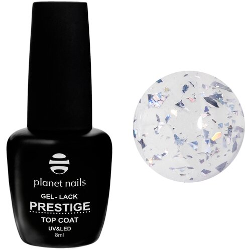 Planet nails Верхнее покрытие Top Coat Flake с матовым эффектом, 922, 8 мл planet nails топ для гель лака flake 921