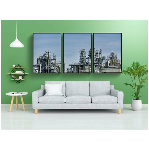 фото Набор модулных постеров для интерьера "очистительный завод, масло, промышленность" 60x90 см. в тубусе, без рамки lotsprints