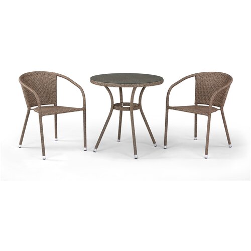 Комплект плетеной мебели Афина T282ANT/Y137C-W56 2Pcs Light brown