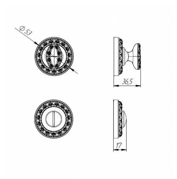 Ручка поворотная BK6 MT CP-8 хром