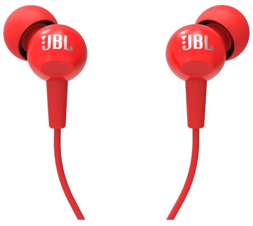 Наушники JBL C100SI, mini jack 3.5 mm, красный