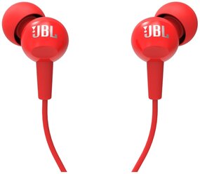Наушники JBL C100SI, mini jack 3.5 mm, красный