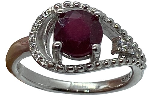 Кольцо, серебро, 925 проба, рубин, размер 17.25, серебристый