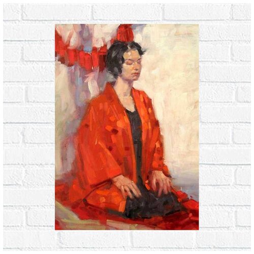 фото Постер "красный костюм", 30x40 см, бумага вау холст