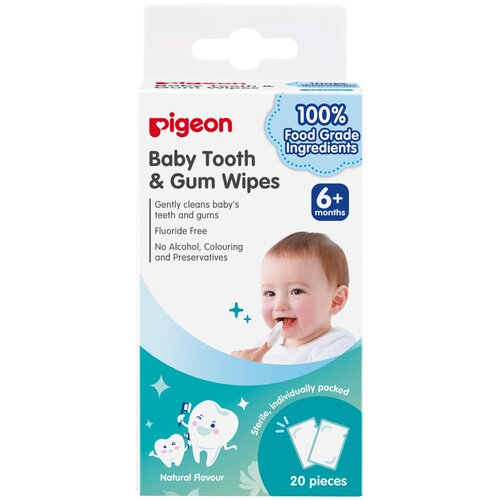 Pigeon Baby Tooth & Gum Wipes без аромата, 20уп., голубой