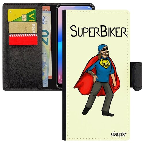 фото Защитный чехол книжка на телефон // galaxy a50 // "супербайкер" веселый рисунок, utaupia, белый