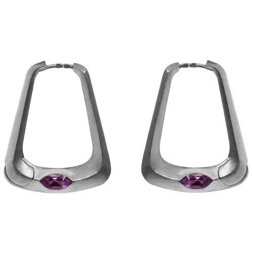 Серьги Waves  & Gems, платина, 925 проба, аметист, серебряный, фиолетовый