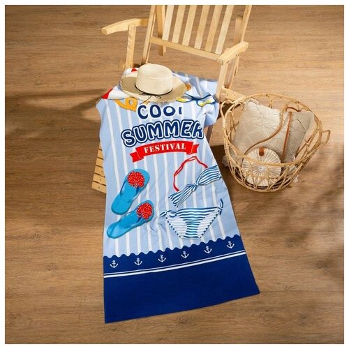 фото Полотенце пляжное этель "summer" 70*150 см, 100% п/э микрофибра 250гр/м2 7015891