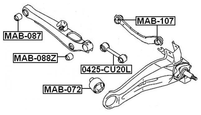 Сайлентблок задней поперечной тяги Febest MAB-088Z