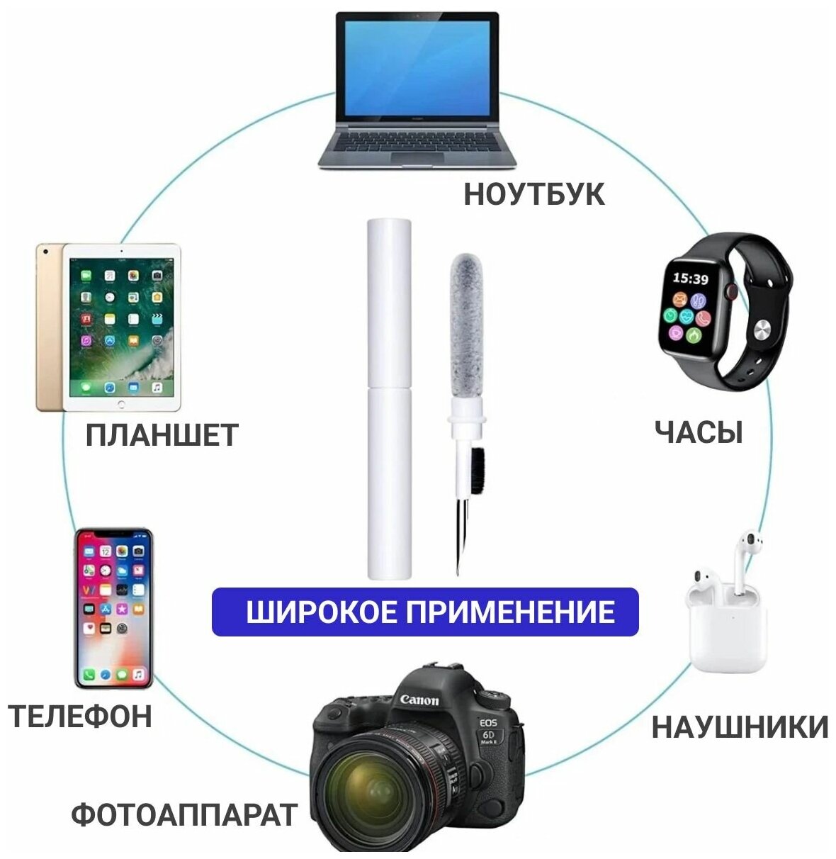 Многофункциональная щетка для чистки наушников телефонов TWS устройств клавиатуры и другой цифровой техники Zurkibet