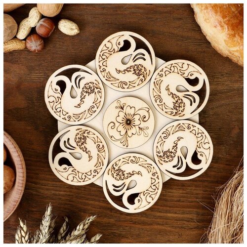 фото Подставка под горячее «лебедь». d=20 см. можжевельник 4294403 сима-ленд