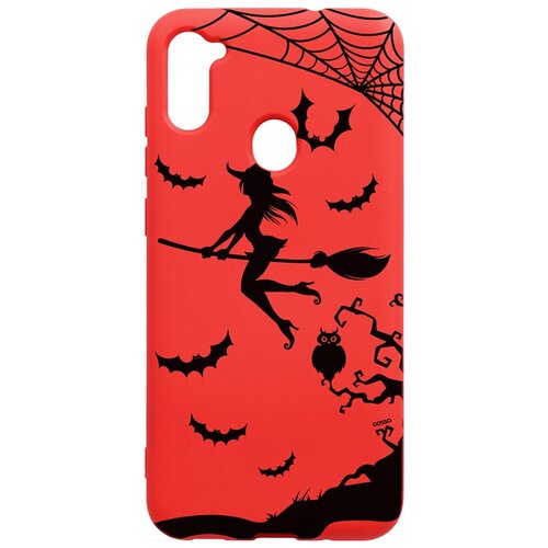 фото Силиконовый чехол-накладка silky touch 3d для galaxy a11 / m11 с принтом "witch on a broomstick" красный gosso
