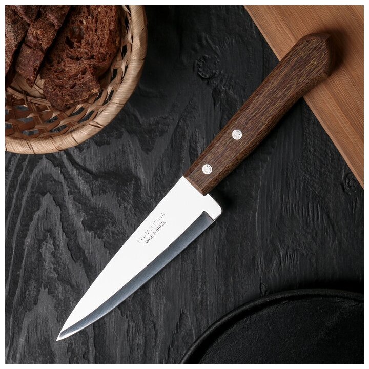 Нож кухонный Tramontina Dynamic (22902/106) стальной шеф лезв.150мм прямая заточка серебристый блист - фото №7