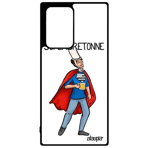 фото Простой чехол на // galaxy note 20 ultra // "супербретонка" супергерой смешной, utaupia, белый