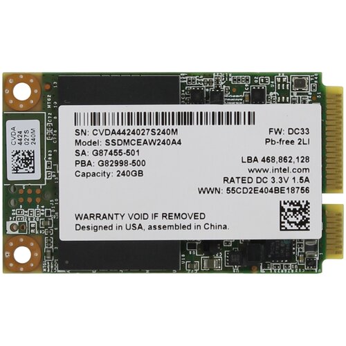 Твердотельный накопитель Intel Серия 530 240 ГБ mSATA SSDMCEAW240A401 623800₽