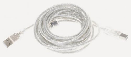 Изображение товара Кабель Cablexpert USB 2.0 Pro CCF-USB2-AMBM-TR-15, AM/BM, 4,5м, экран, феррит. кольцо, прозрачный, па