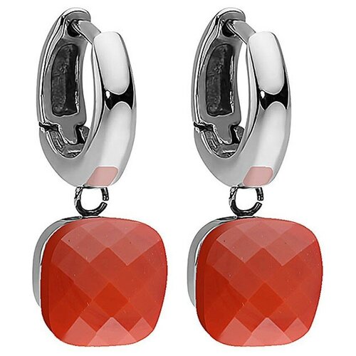 Серьги с подвесками Qudo, бижутерный сплав, серебрение, красный